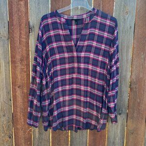 Lane Bryant plaid top blouse long sleeve
